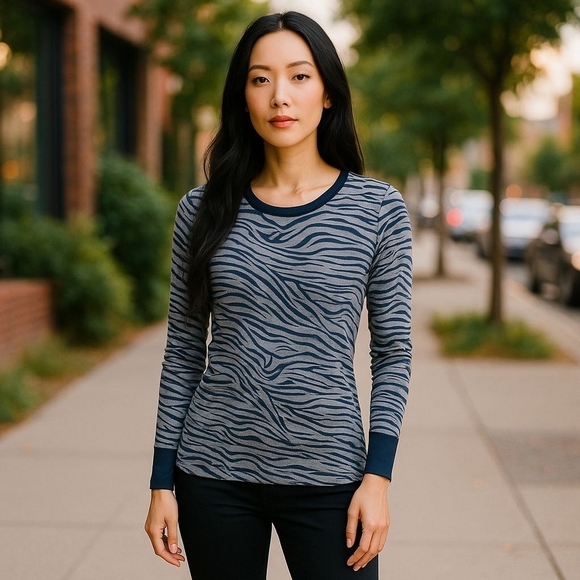 Vtg y2k free People tiger stripe burnout henley - Picture 1 of 8